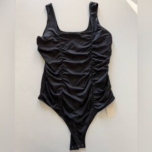 Abercrombie & Fitch Black Ruched Bodysuit